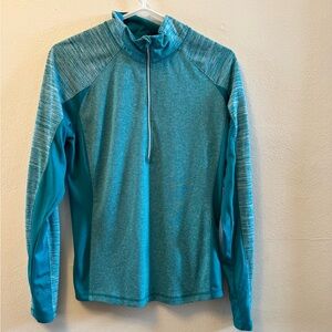 Danskin Now semi-fitted Turquoise Heather 3/4 Zip Pullover size Medium (8-10)